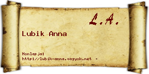 Lubik Anna névjegykártya