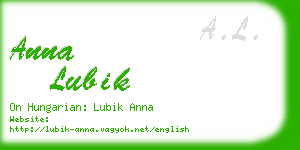 anna lubik business card